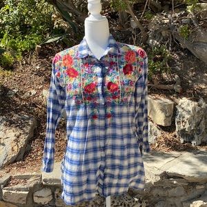 Johnny was plaid button down